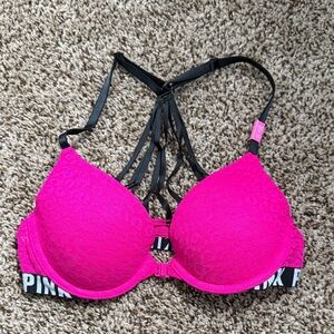 PINK Victoria's Secret Hot Pink Strappy Racerback Bra
